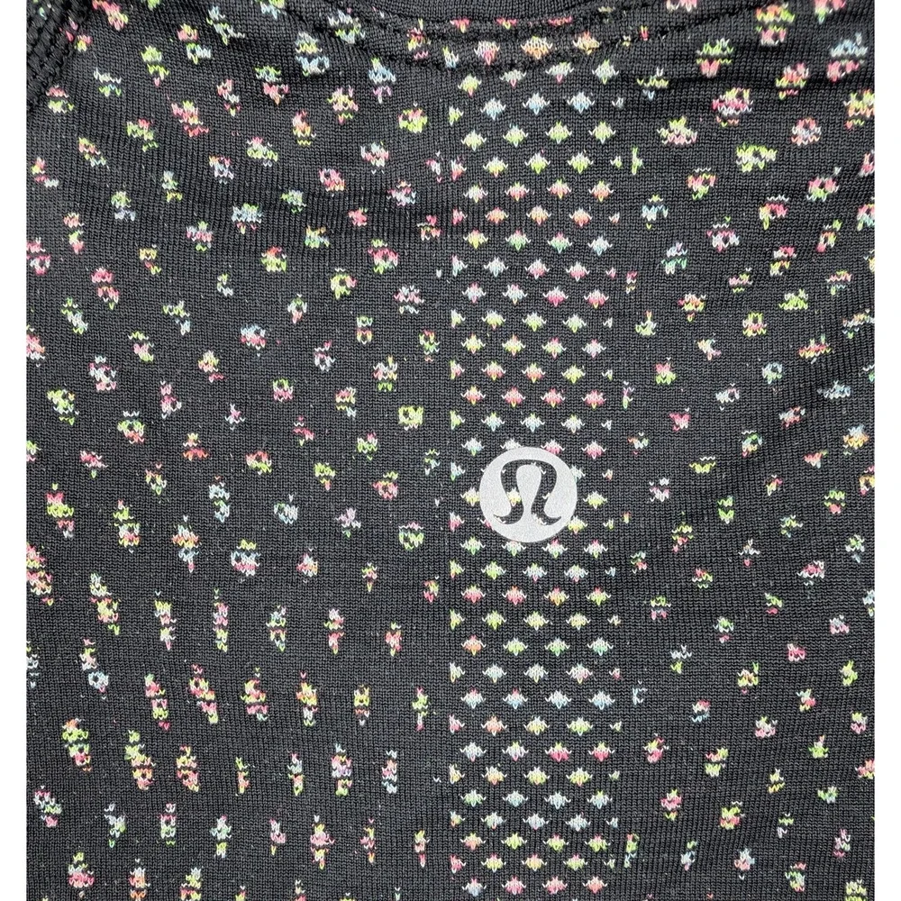 Lululemon Swiftly Tech Shirt 2.0 Grid Warp Black Neon Multi Athletic Running